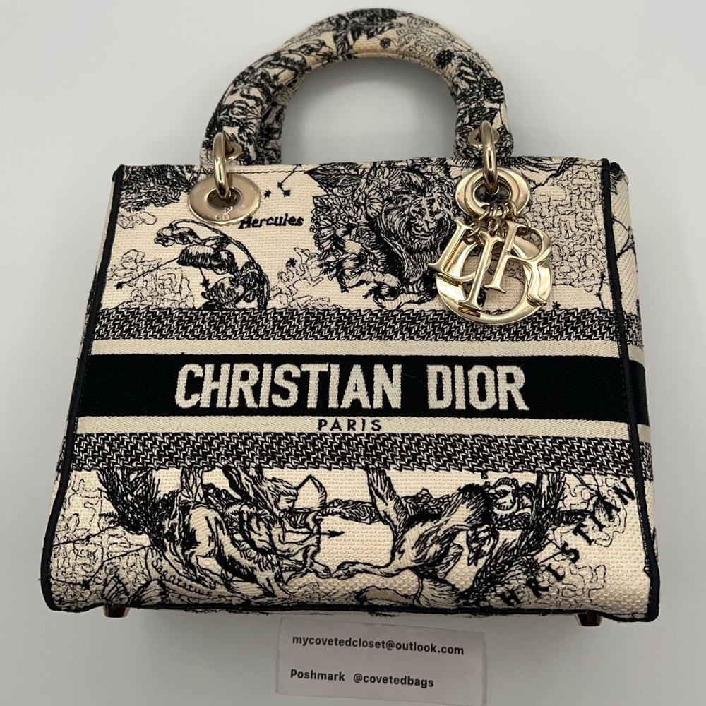 Dior Medium Lady D-Lite Zodiac Toile de Jouy FULL SET!! W/strap, dust bag & box! - Picture 5 of 16
